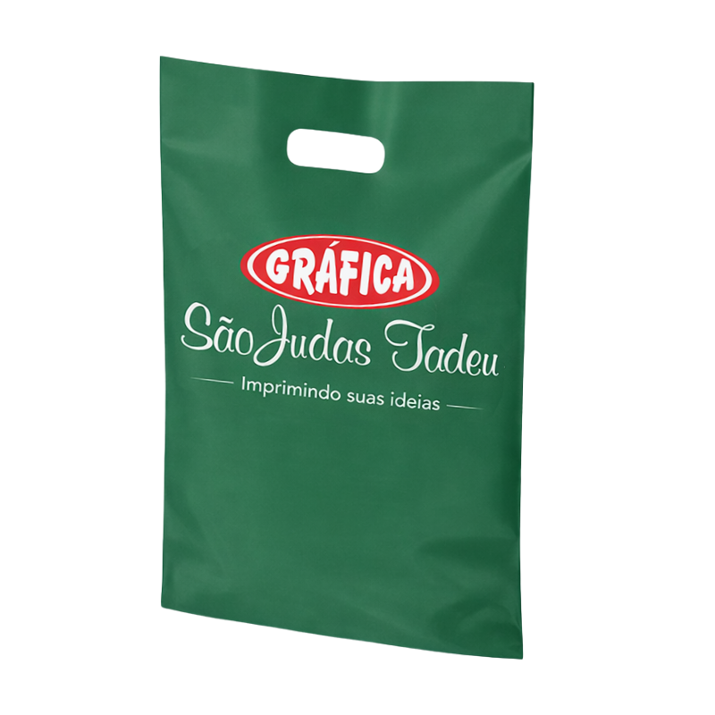 Sacola Plastica Personalizada Alça Vazada/Boca de Palhaço