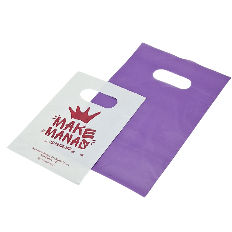 Sacola Plastica Personalizada Alça Vazada/Boca de Palhaço - Imagem 6